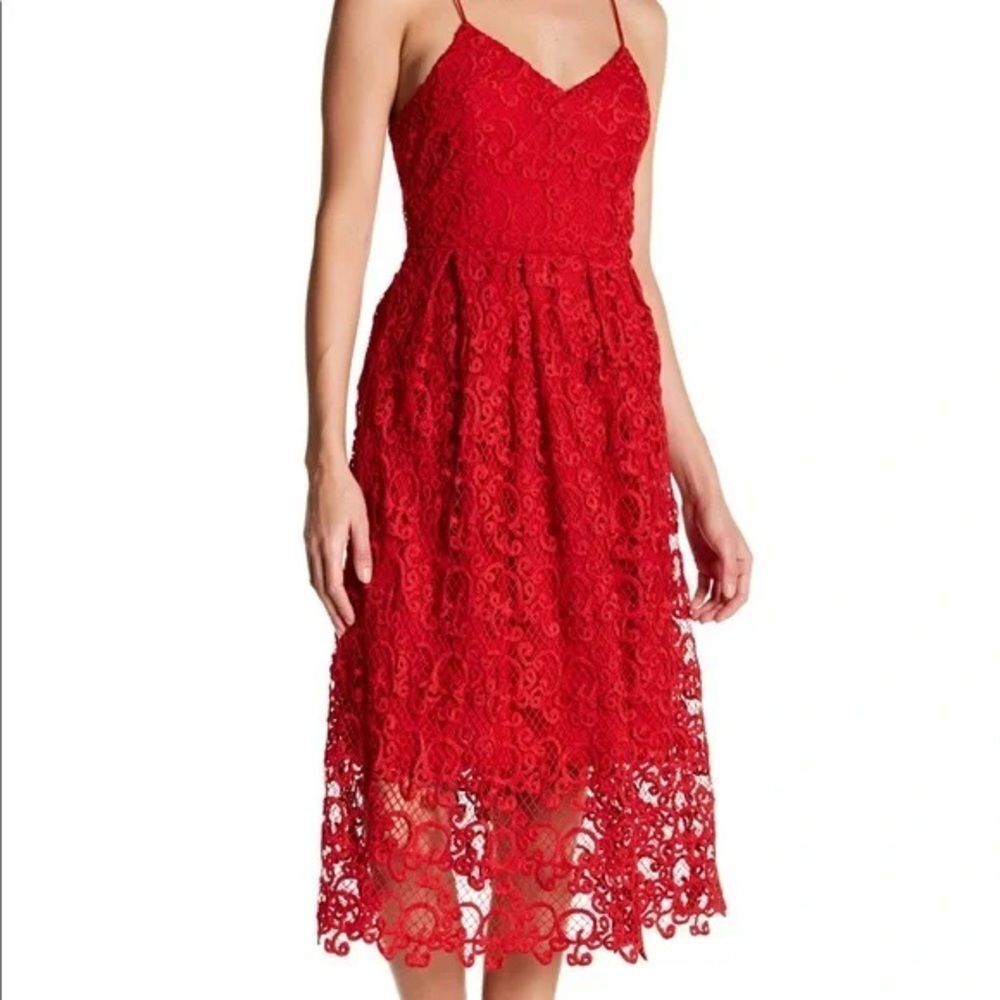 Meghan LA Los Angeles Red Sleeveless Spaghetti Strap Tank Party Dress. Large.